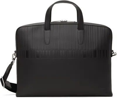 Paul Smith Brown Shadow Stripe Leather Folio Briefcase In 69 Brown