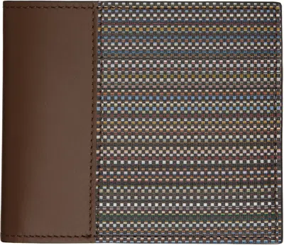 Paul Smith 'signature Stripe' Coated Canvas Billfold Wallet Brown