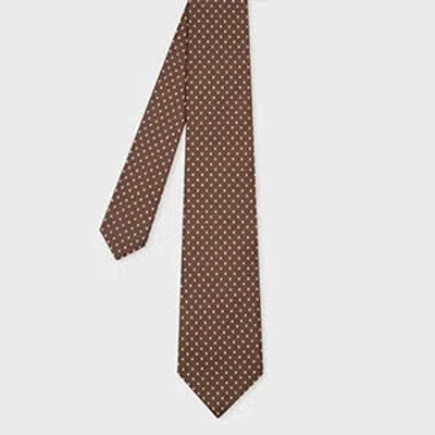 Paul Smith Brown Silk Pin Dot Tie