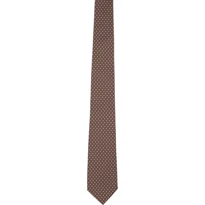 Paul Smith Brown Silk Pin Dot Tie