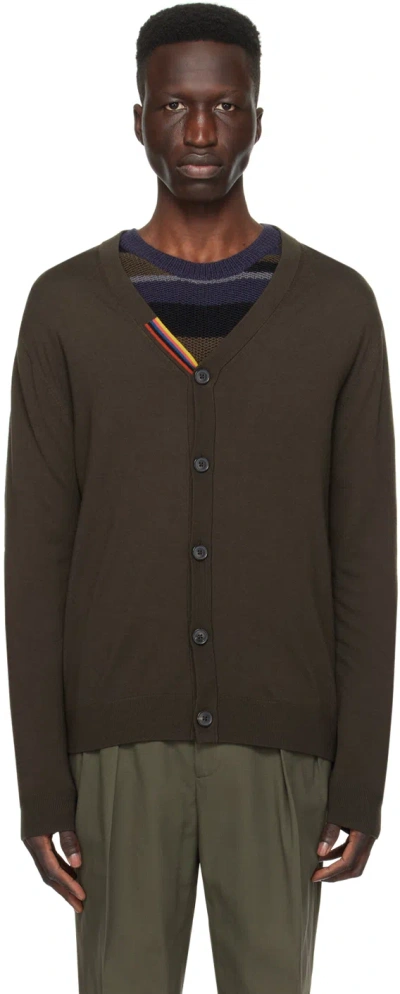 Paul Smith Brown Striped Cardigan In 69 Browns