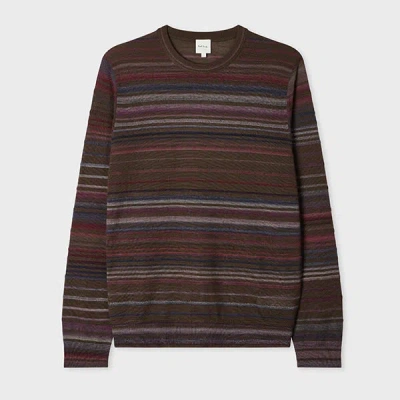 Paul Smith Brown Textured Stripe Merino Wool Sweater In Multi