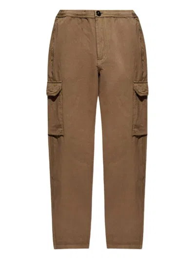 Paul Smith Brown Trousers In Cotton And Linen With Pockets