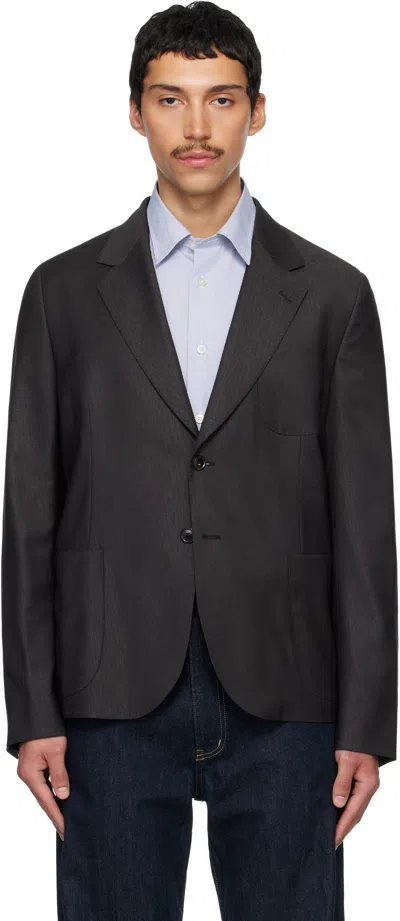 Paul Smith Brown Two-button Patch Pocket Blazer In Black