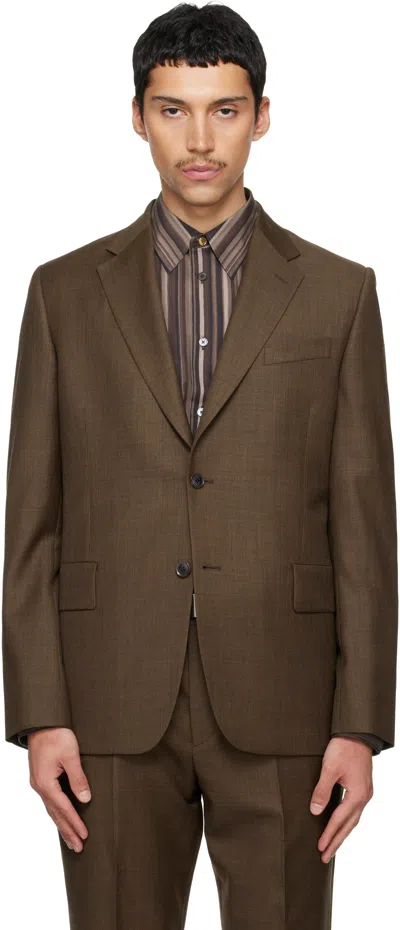 Paul Smith Brown Two-piece 'the Brierley' Sharkskin Wool Suit