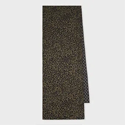 Paul Smith Brown Wool-blend Leopard Scarf
