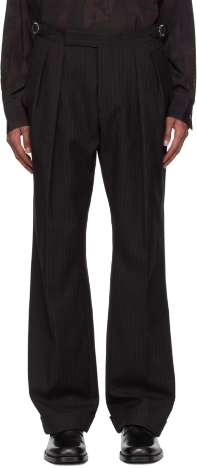 Paul Smith Brown Wool Pinstripe Trousers In 69