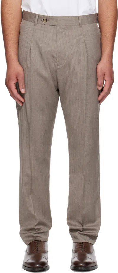 Paul Smith Brown Wool Trousers In Gray