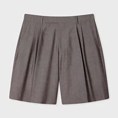 Paul Smith Brown Wool-mohair Pleated Shorts In Animal Print