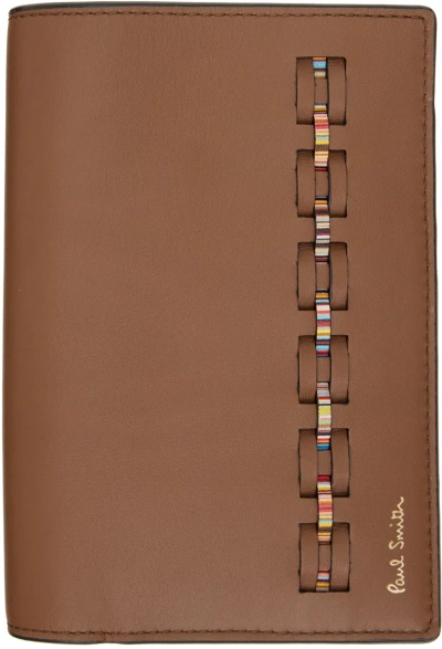 Paul Smith Brown Woven Front Passport Holder In 62 Browns