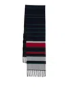 Paul Smith Striped Pattern Wool Blend Scarf In Blue