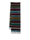 Paul Smith Multicolour Stripe Cashmere Scarf With Fringed Edges In Multi