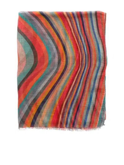 Paul Smith Fringes Multicolor Scarf In Multicolour