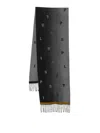 Paul Smith Logo Jacquard Fringed Scarf In Black
