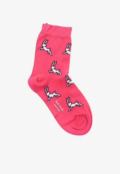 Paul Smith Bunnies Mid-calf Socks In Pink