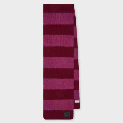 Paul Smith Burgundy And Pink Chunky Stripe Lambswool-mohair Blend Scarf Red