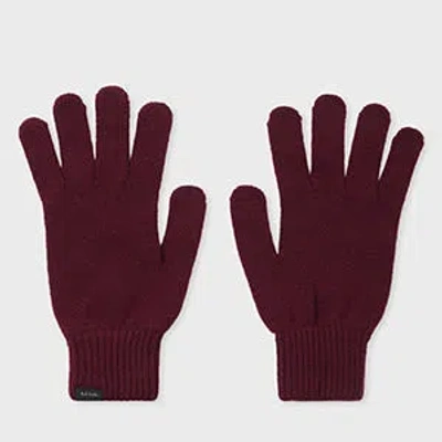 Paul Smith Burgundy Cashmere-blend Gloves Red