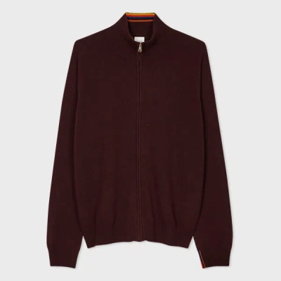 Paul Smith Burgundy Cashmere Full-zip Cardigan Purple