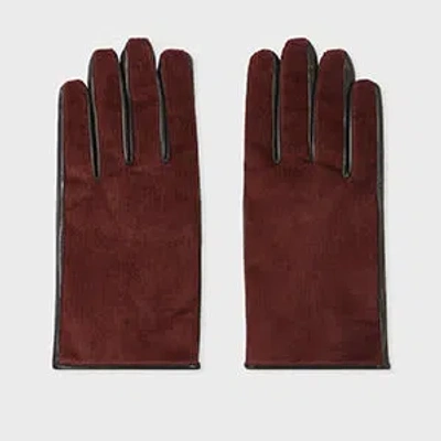 Paul Smith Burgundy Cord Gloves Orange