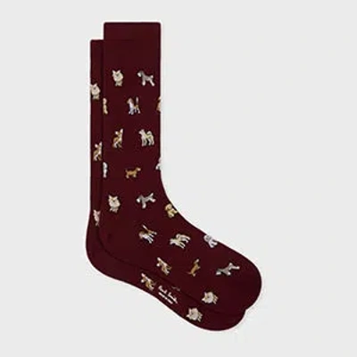 Paul Smith Burgundy 'dogs' Socks Red