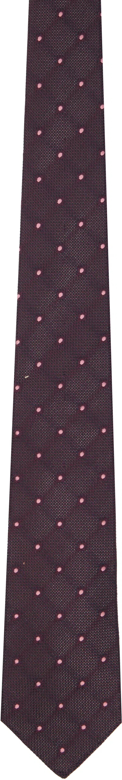 Paul Smith Burgundy Dots Tie In Brown