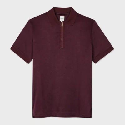 Paul Smith Burgundy Geo Zip Polo Shirt Red