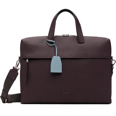 Paul Smith Burgundy Leather Double-zip Folio Briefcase In Pink