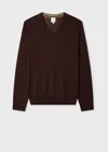Paul Smith Burgundy Merino V-neck Sweater Red In Red