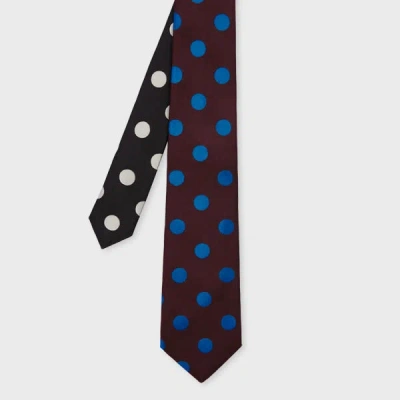 Paul Smith Burgundy Silk Polka Dot Contrast Tie Red