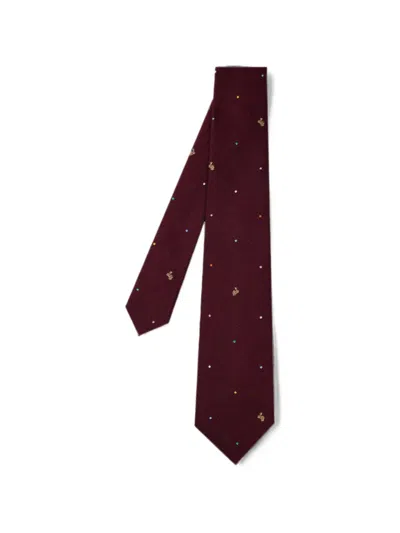 Paul Smith Burgundy Silk Polka Dot Rabbit Tie
