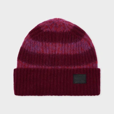Paul Smith Burgundy Stripe Lambswool-mohair Beanie Red