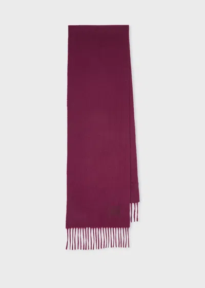 Paul Smith Burgundy Tonal Embroidered Logo Cashmere Scarf In Red