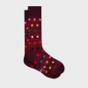 Paul Smith Burgundy Tonal Stripe And Multicolour Polka Dot Socks Red