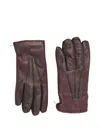 Paul Smith Burgundy Wool And Leather Gloves  In Burgundy
