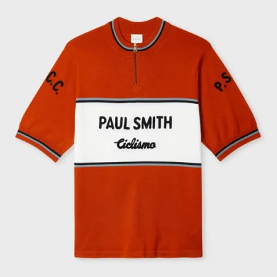 Paul Smith Burnt Orange Merino Wool Knitted Cycle Jersey