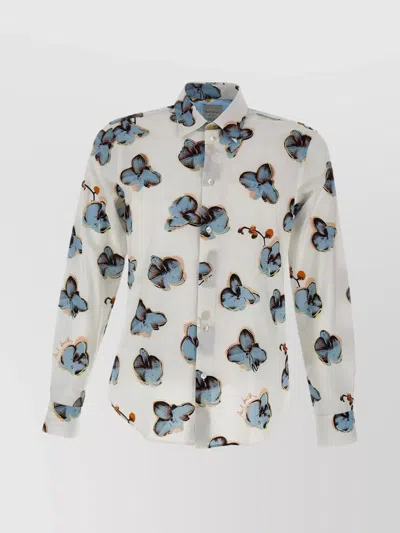 Paul Smith Butterfly Pattern Slim Fit Shirt In Yellow