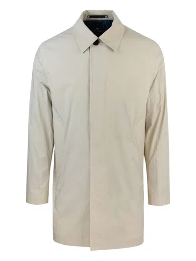 Paul Smith Button-fastening Collared Coat In Neutral