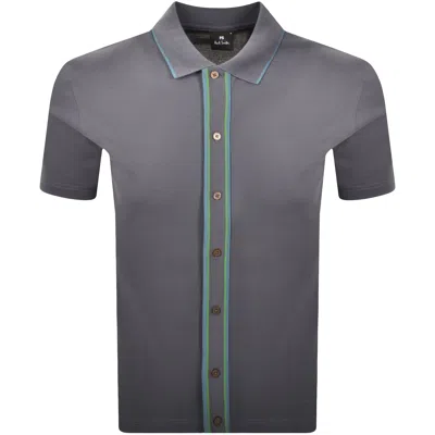Paul Smith Button Front Polo T Shirt Grey In Gray