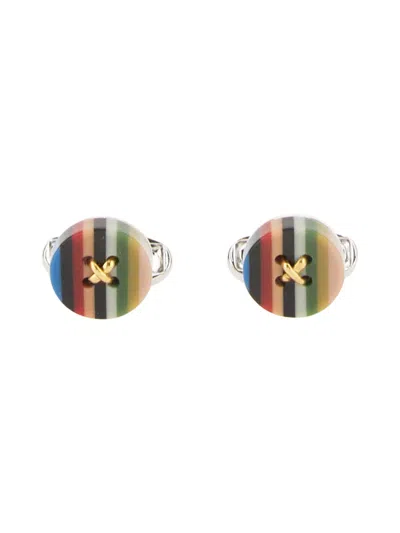Paul Smith Button Stripe Cufflinks In Multicolour