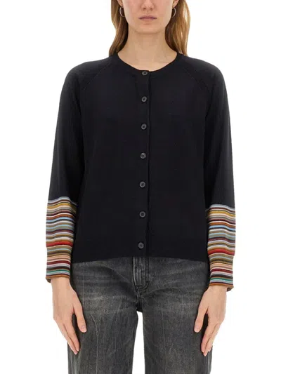 Paul Smith Button-up Wool Cardigan In Blue