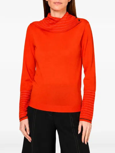 Paul Smith Button-detail Striped-trim Sweater In Orange
