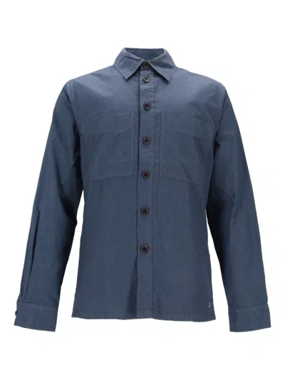 Paul Smith Mens Overshirt Button Cuffs Chest Pockets In Blue