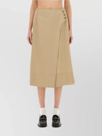 Paul Smith Buttoned High Waist Midi Skirt In Beige