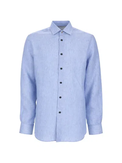 Tailored Fit Linen Classic Shirt In Blue from Paul Smith