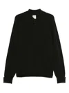 Paul Smith Fine Knit Long Sleeve Polo Sweater In Black