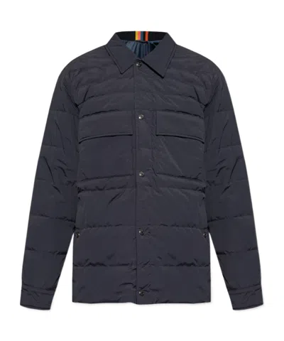 Paul Smith Buttoned Quilted Jacket In Blue