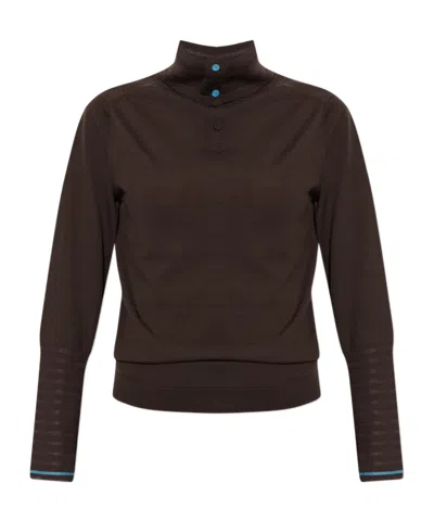 Paul Smith Buttoned Turtleneck Knitted Sweater In Brown