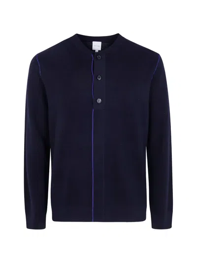 Paul Smith Button-placket Long-sleeves T-shirt In Blue