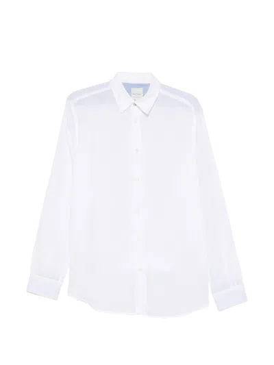 Paul Smith Button-up Linen Shirt With Long Sleeves In Multi