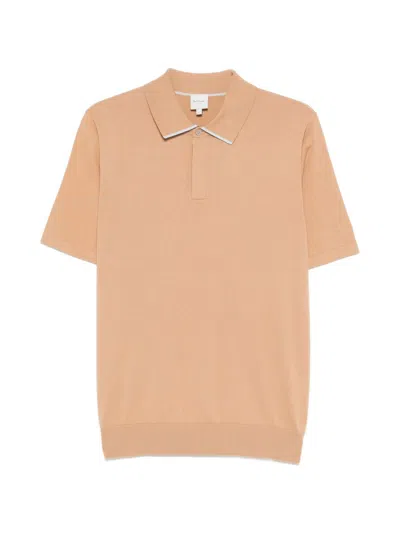 Paul Smith Button-up Ribbed Knit Short Sleeve Polo In Orange